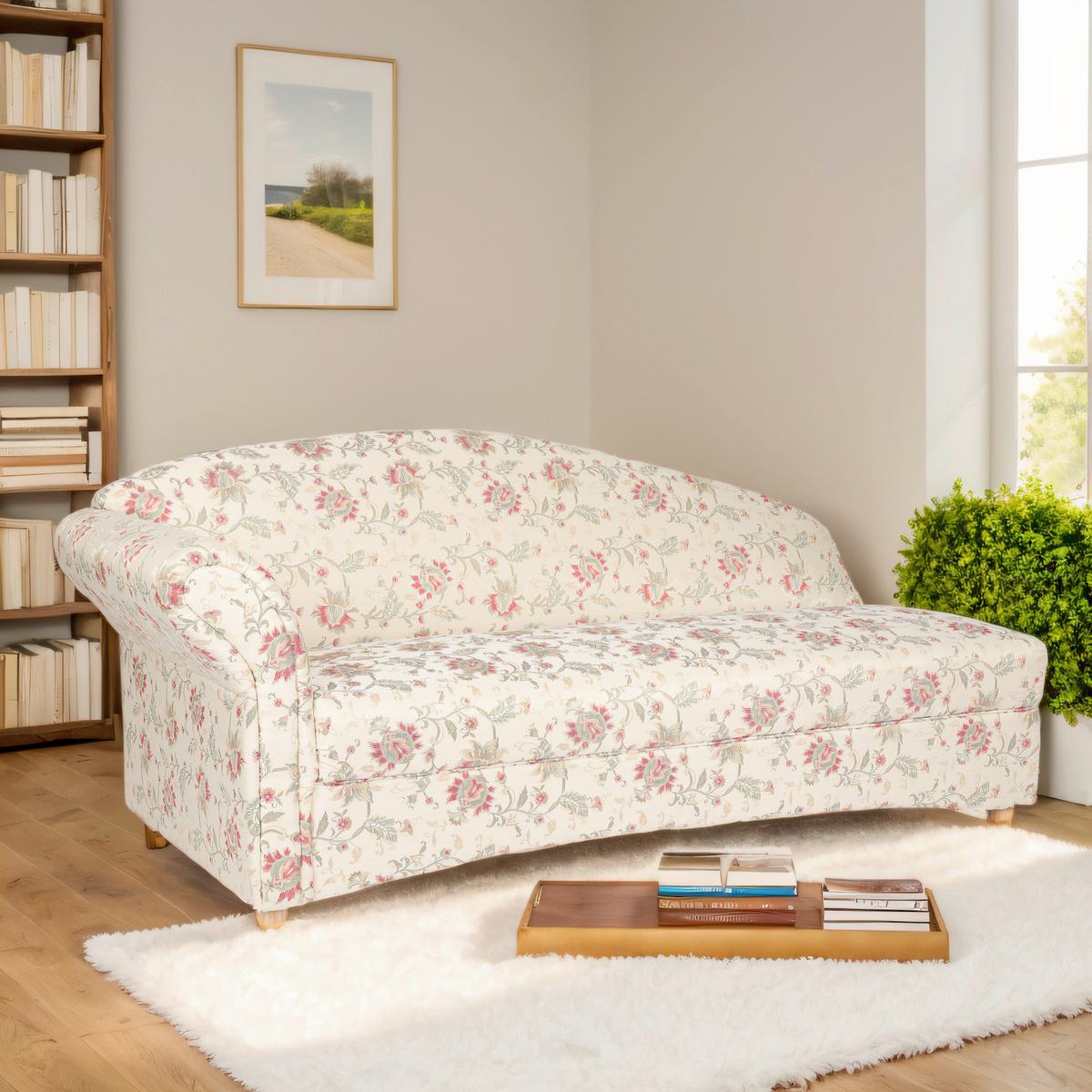 3-Sitzer Loretta, Armlehne links, ca. 193x83x85 cm - Hellbraun/Perlmutt, Basics, Holz/Textil (193/83/85cm)