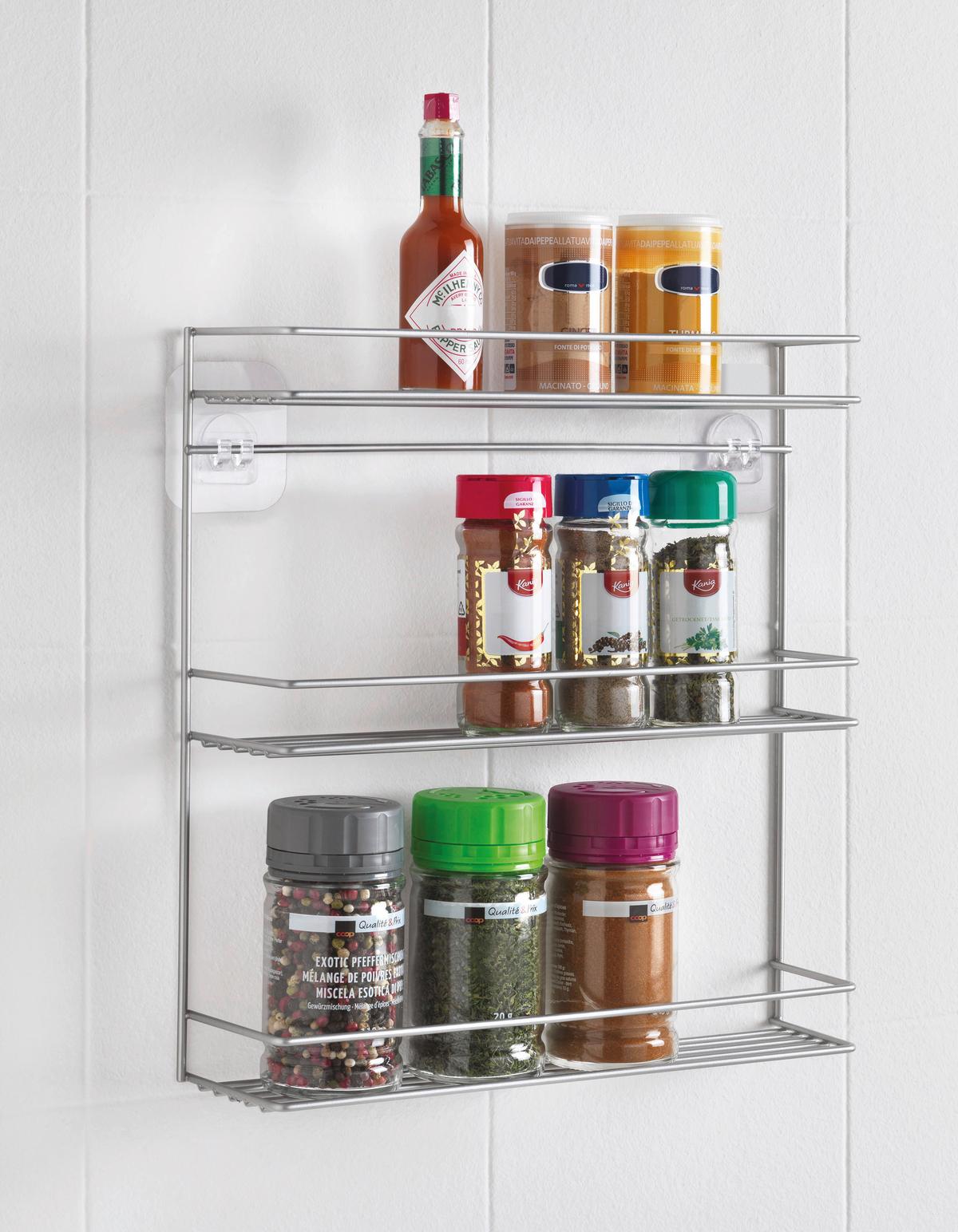 Gewürzregal Paprika-3 Gewürzregal 3 Etg. - Silberfarben, Basics, Metall (32/8/33cm)