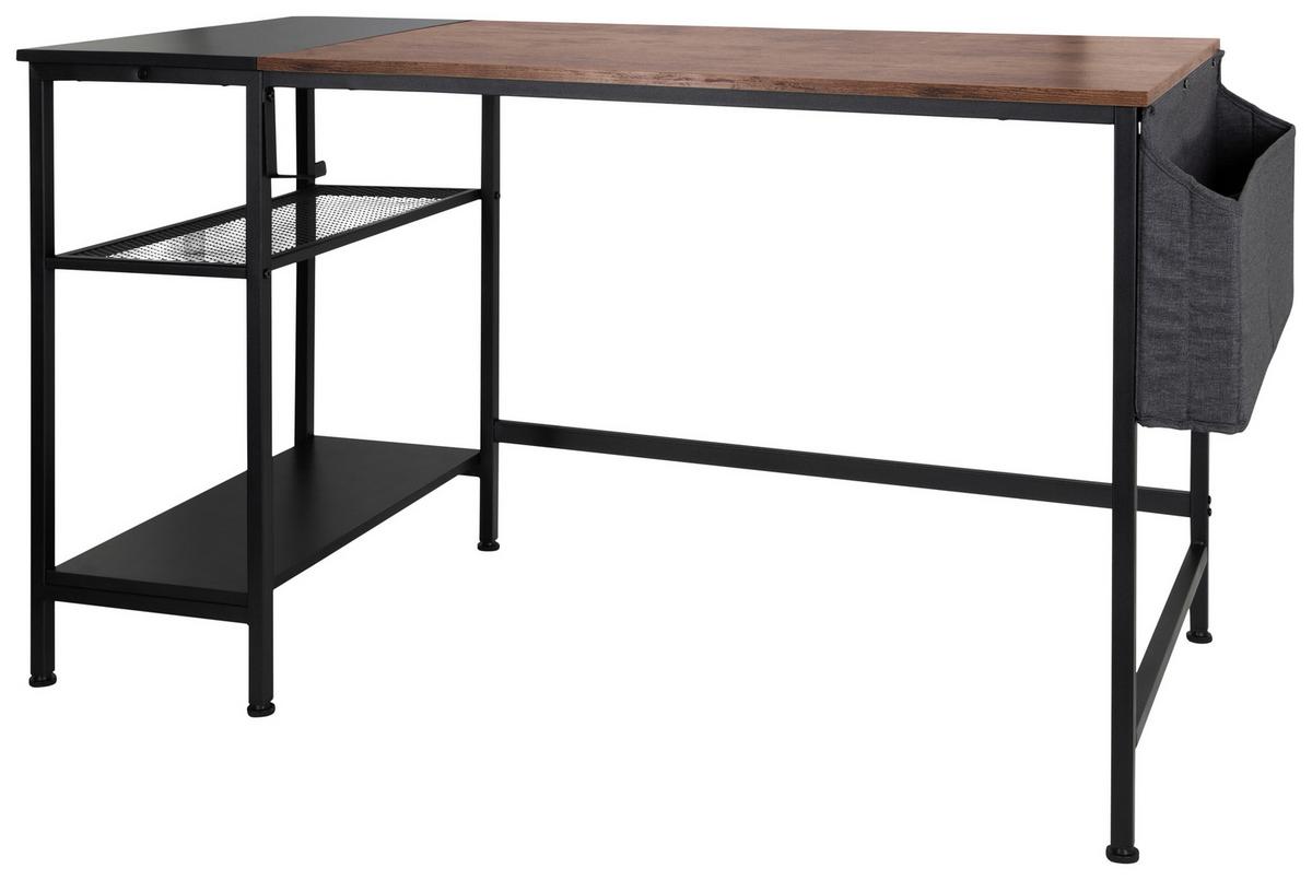 Schreibtisch B 60cm H 76cm Workspace Braun/schwarz - Schwarz/Braun, Basics, Holzwerkstoff/Metall (120/60/76cm) - MID.YOU