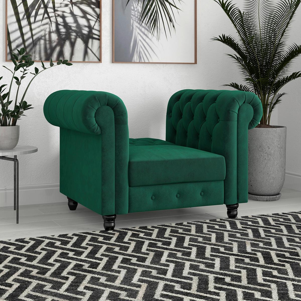 Sessel Firenze Dunkelgrün, Relaxfunktion - Dunkelgrün/Schwarz, Basics, Textil (111/83/87cm) - Livetastic