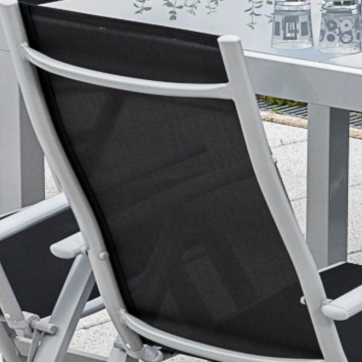 Gartensessel Klappbar Amalfi Metall/Textil - Silberfarben/Dunkelblau, ROMANTIK / LANDHAUS, Textil/Metall (57/108/65cm) - Gardenson