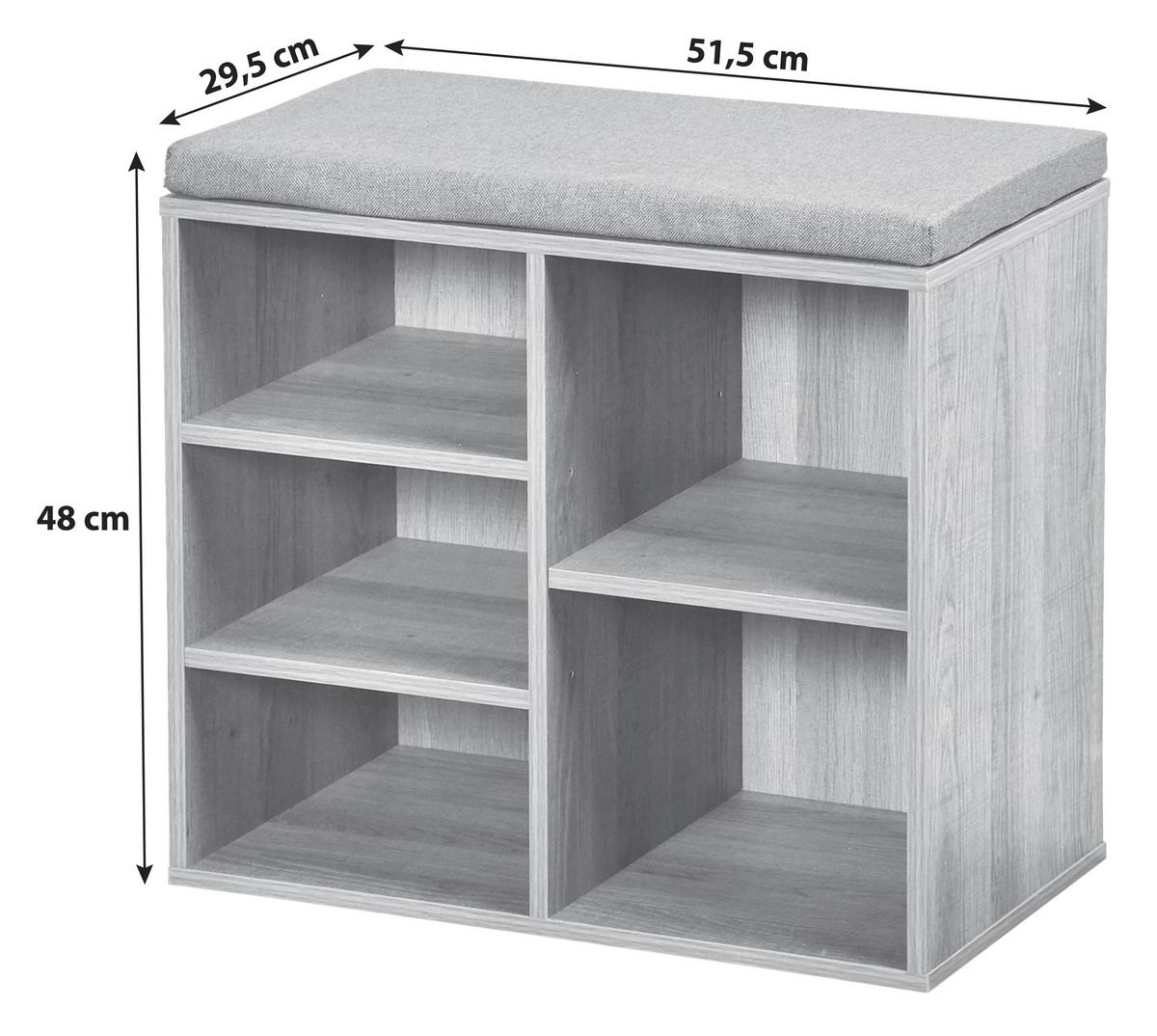Garderobenbank Hermann B: 51,5 Cm, Grau - Grau, Basics, Holzwerkstoff (51,5/29,5/48cm) - Kesper