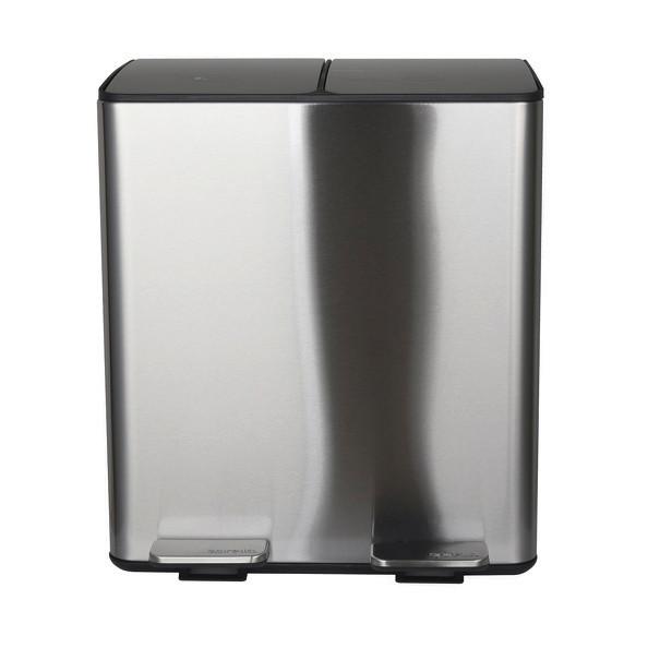 Treteimer Aliya 40l Silberf. Metall Lbh: 45x30x51 Cm - Silberfarben/Schwarz, Basics, Kunststoff/Metall (45/30/51cm) - Spirella