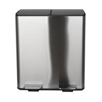 Treteimer Aliya 40l Silberf. Metall Lbh: 45x30x51 Cm - Silberfarben/Schwarz, Basics, Kunststoff/Metall (45/30/51cm) - Spirella