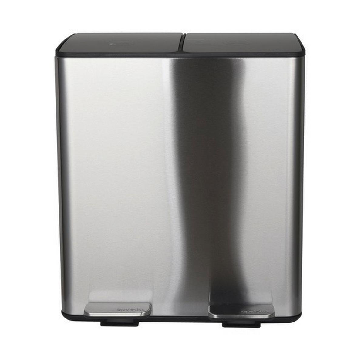 Treteimer Aliya 40l Silberf. Metall Lbh: 45x30x51 Cm - Silberfarben/Schwarz, Basics, Kunststoff/Metall (45/30/51cm) - Spirella