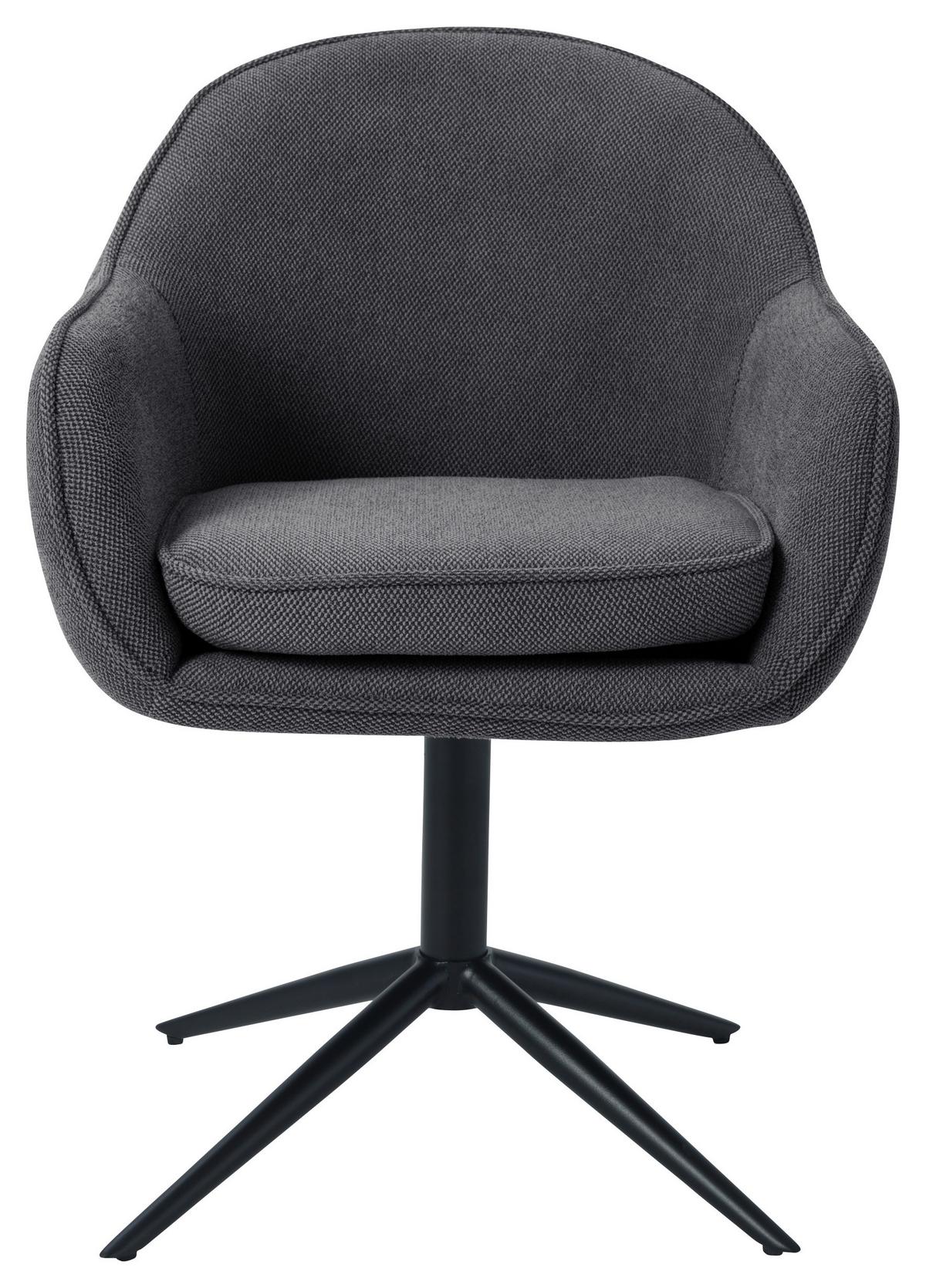 Armlehnstuhl Amara Leinenoptik Schwarz, B: 60 cm - Schwarz, KONVENTIONELL, Holz/Textil (60/81/62cm) - MID.YOU