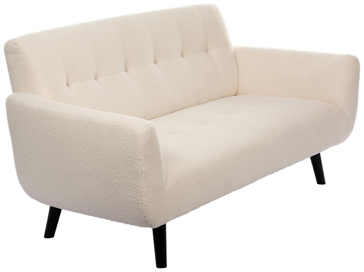 Ecksofa Stockholm Teddy Weiß, B: 183 cm - Schwarz/Weiß, MODERN, Holz/Textil (183/82/82cm)