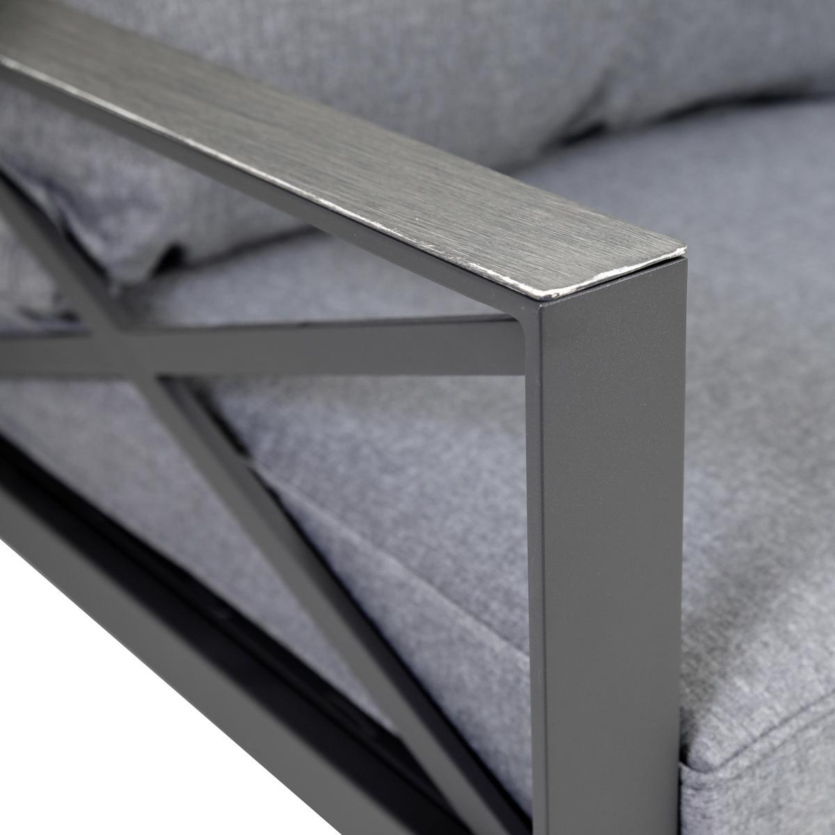Loungegarnitur 4-Tlg Amsterdam aus Aluminium mit Glasplatte - Anthrazit, Basics, Glas/Textil (131,5/77/72cm) - Gardenson