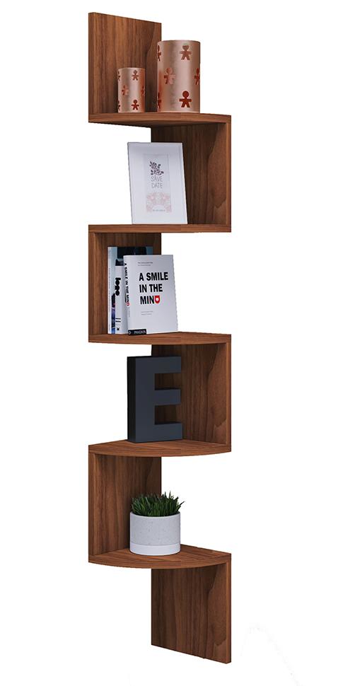 Rohový regál Mintis dekor jadro orecha - farba orecha, Basics, kompozitné drevo (19,6/123,6/19,6cm) - MID.YOU