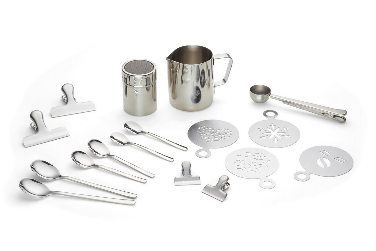 Kaffeeset Echtwerk Kaffeezubehör-Set - Silberfarben, Design, Metall (10,5cm) - Echtwerk