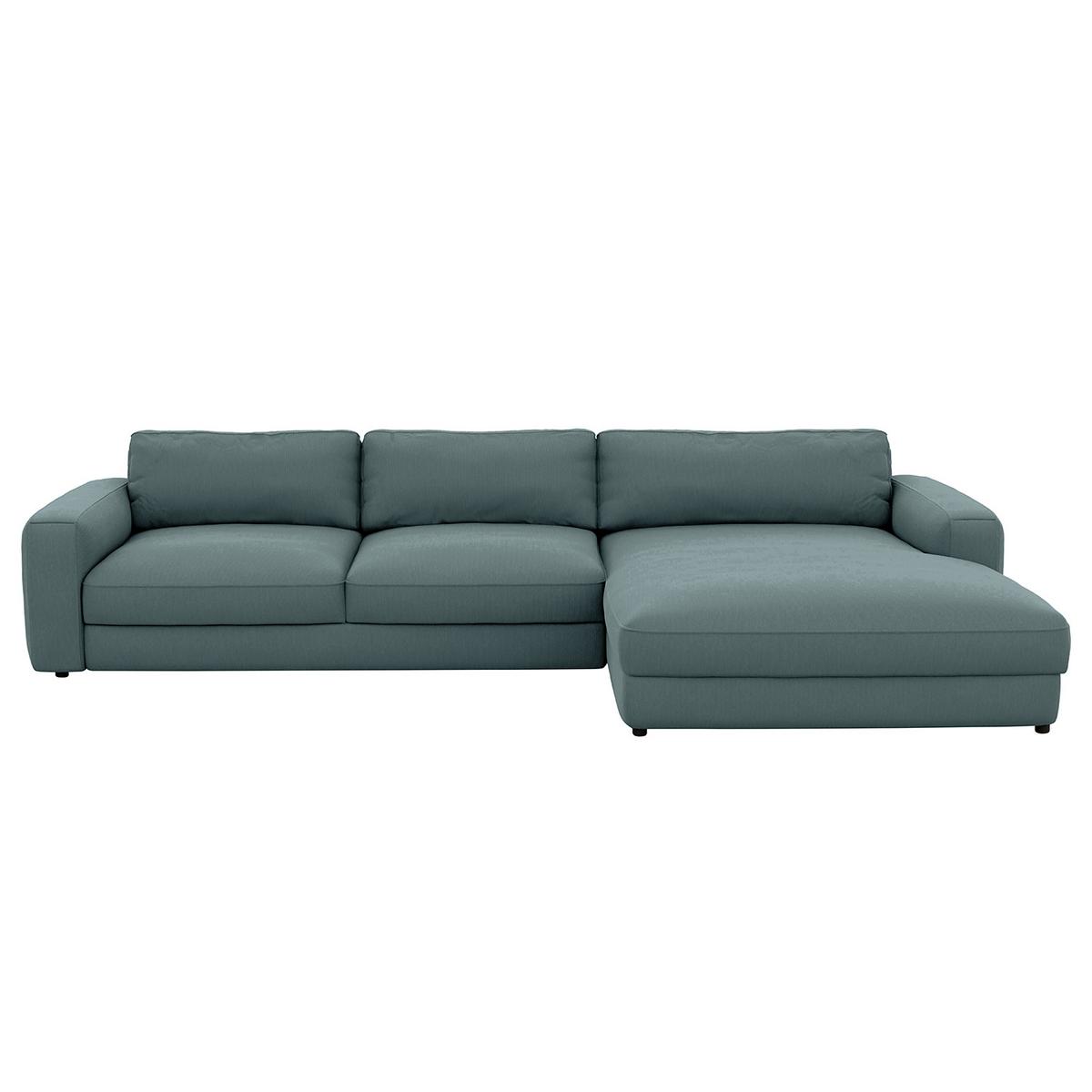 Ecksofa Bourbon Blaugrau S: 303x176 cm - Blaugrau/Schwarz, MODERN, Textil (303/176cm) - Trendmanufaktur