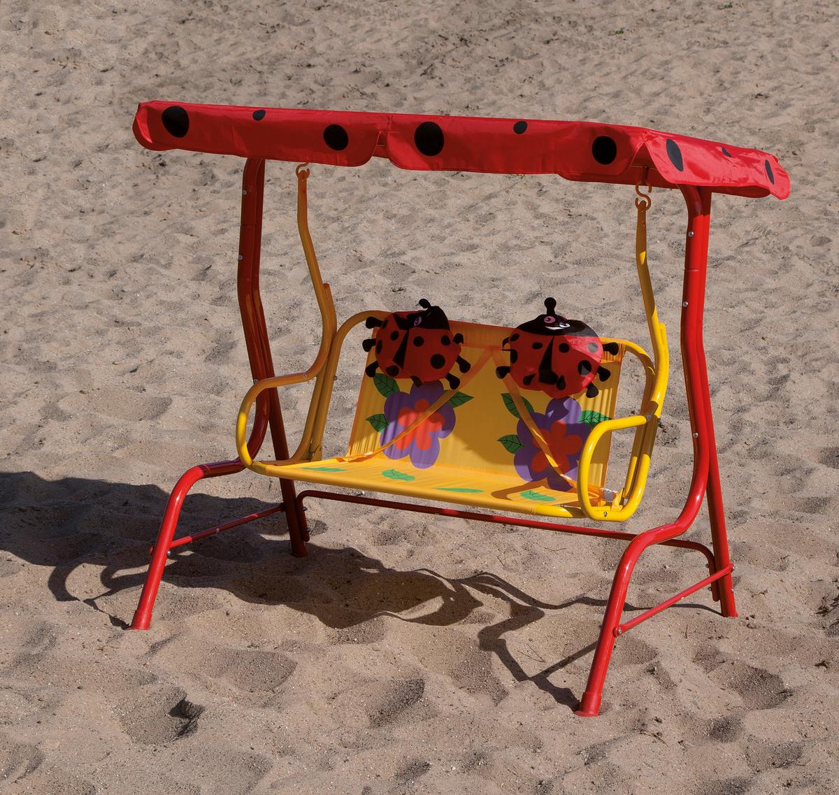 Kinder-Hollywoodschaukel Stahl, Rot - Rot, MODERN, Textil/Metall (115/118/75cm) - Siena Garden