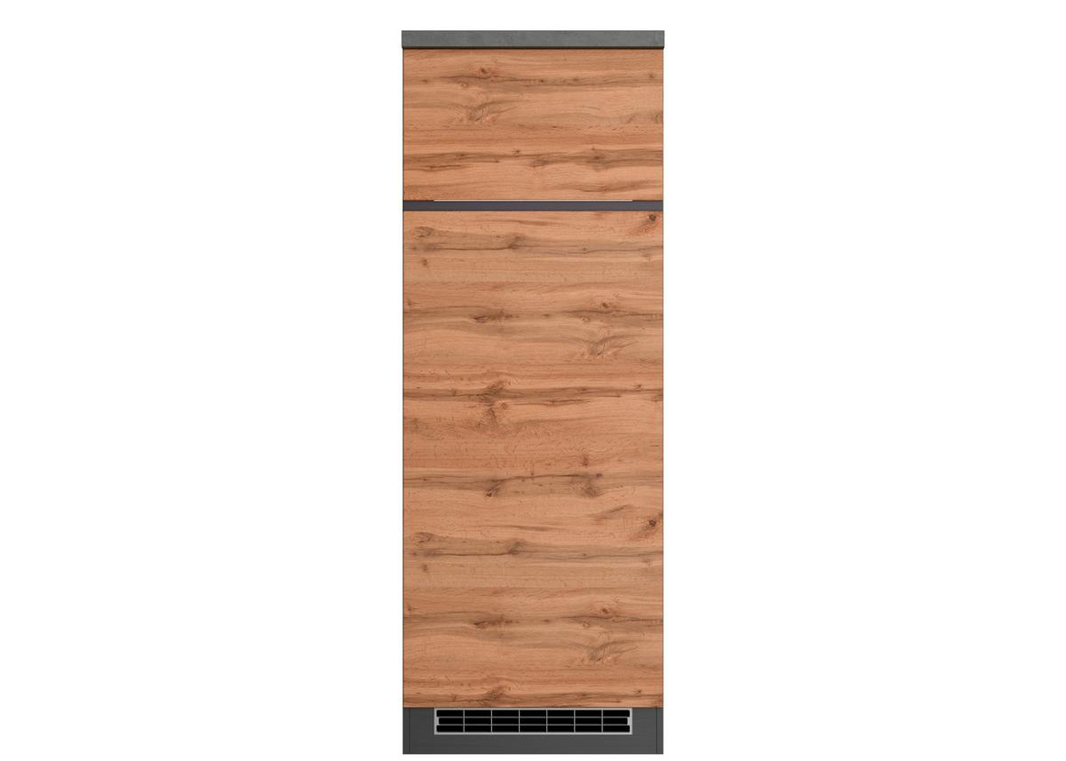 Kühlschrank-Umbauschrank Turin 60 cm Graphitfarben/Eiche - Eiche Wotan/Graphitfarben, Design, Holzwerkstoff (60/166/60cm) - Held