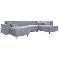 Sedacia súprava CÉLINE U, pravá, svetlosivý menčester - čierna/svetlosivá, kov/textil (165/330/192cm) - MID.YOU