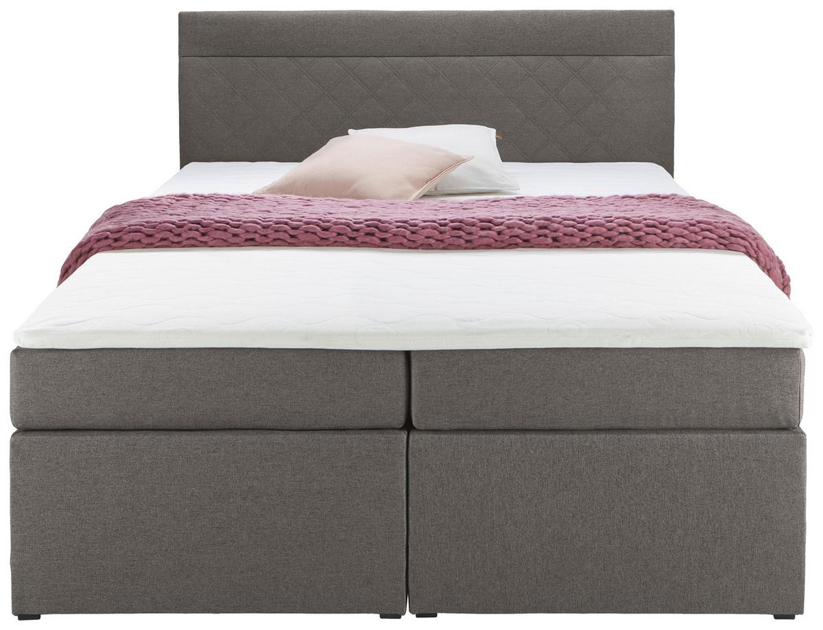 Boxspring posteľ s topperom Rosa 140x200 cm, tmavosivá - čierna/sivá, Modern, drevo/kompozitné drevo (140/200cm) - Bessagi Home