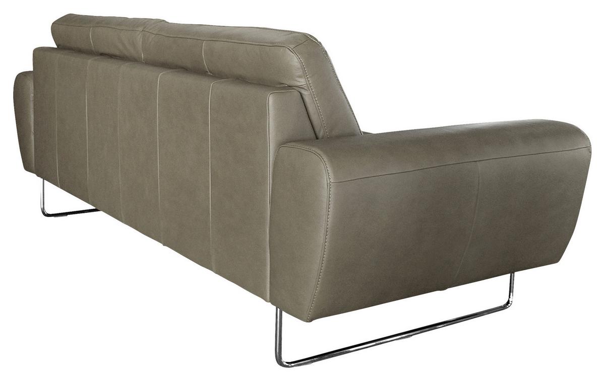 2-Sitzer-Sofa Spring Grau Chrom B: 177 cm - Chromfarben/Grau, Design, Leder (177/85/92cm) - Livetastic