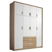 Drehtürenschrank Mit Laden 185cm Hildesheim, Weiß/eiche - Weiß/Sonoma Eiche, Design, Holzwerkstoff (185/231/56cm) - Rauch Möbel