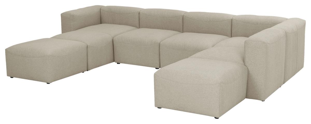 Wohnlandschaft Lena Creme Flachgewebe