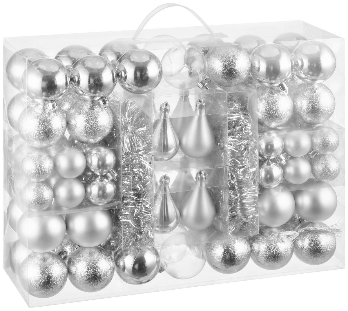 Christbaumkugel-Set Beate - Silberfarben, KONVENTIONELL, Kunststoff - Luca Bessoni