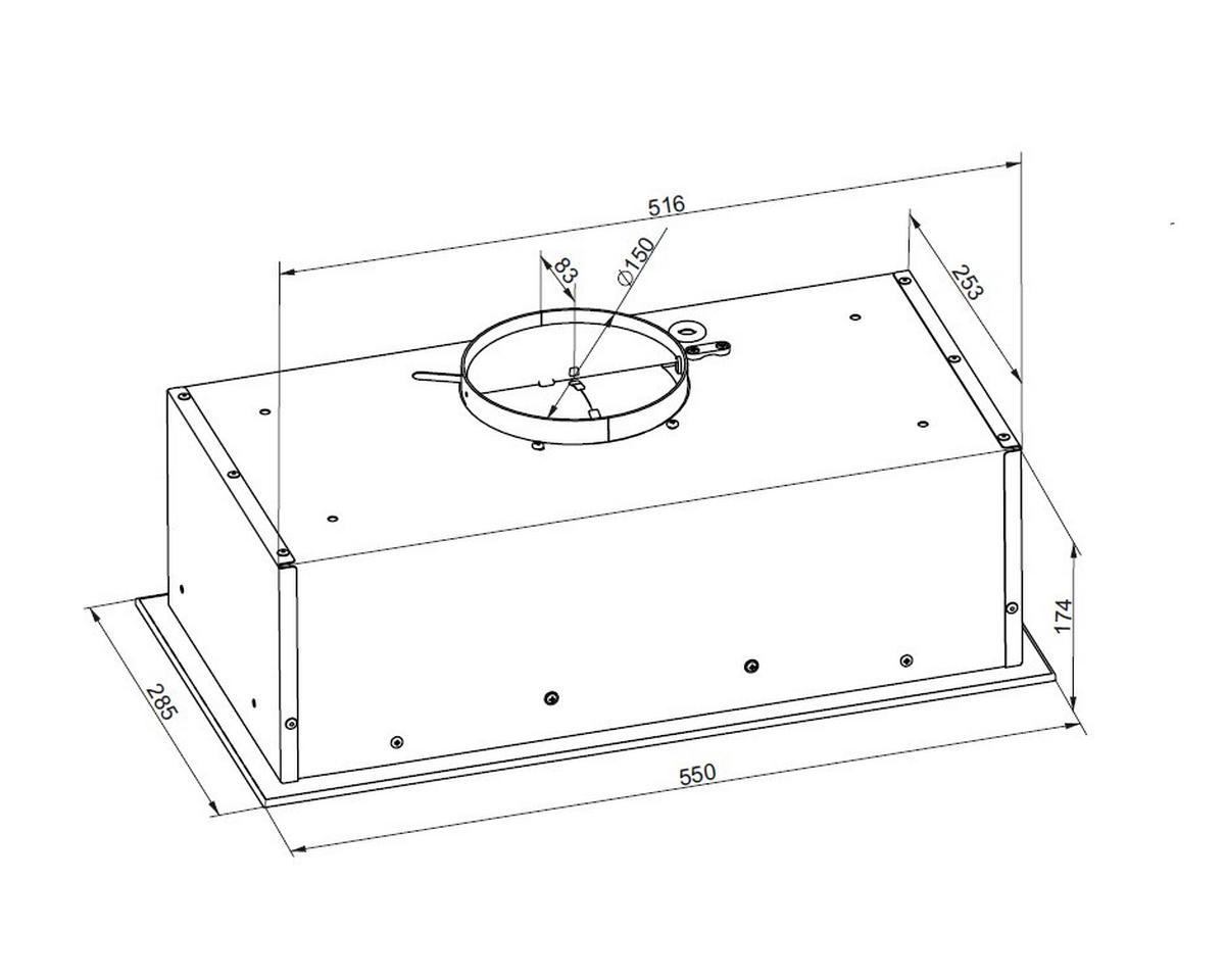 Beépíthető Páraelszívó Chb6bb.2 - fekete, Modern (55/17,4/28,5cm)