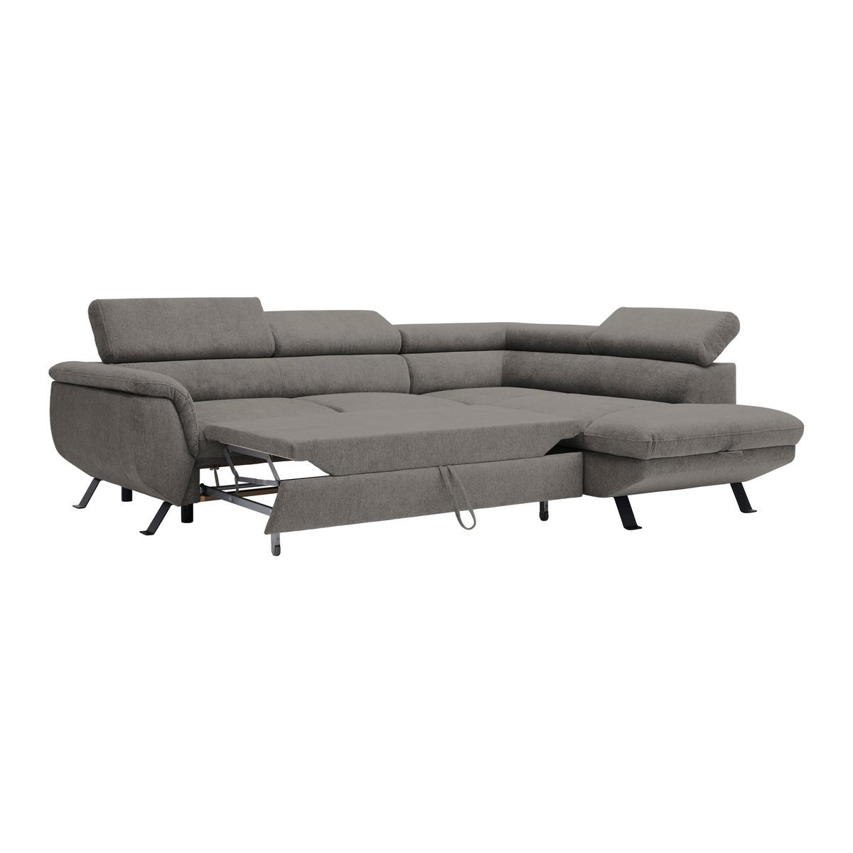 Rohová sedačka RAVEN, pravá, antracitová - čierna/antracitová, Modern, kov/textil (257/76-92/96cm) - Mömax
