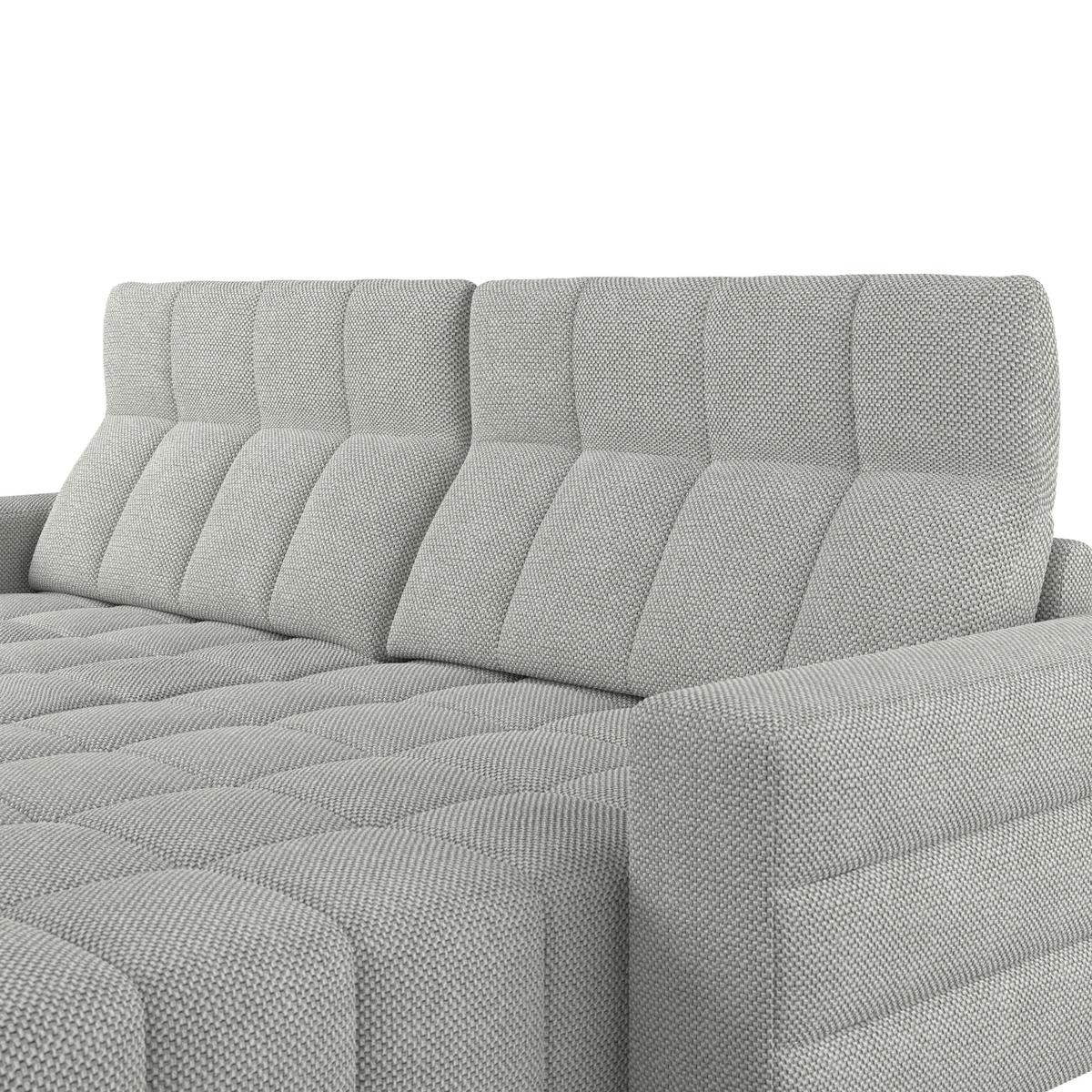 Ecksofa Milano Microfaser hellgrau, B: 256 cm - Hellgrau/Schwarz, MODERN, Holz/Textil (256/178cm) - Luca Bessoni
