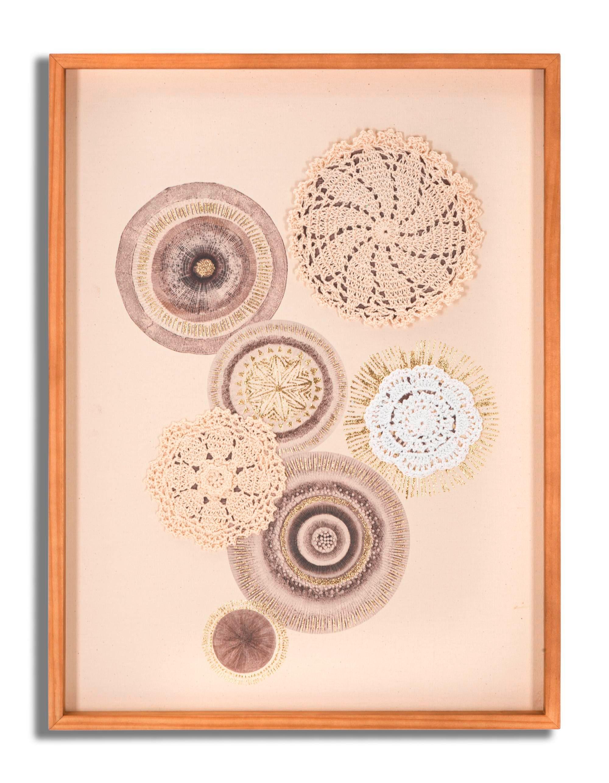 Wanddeko Circly With Ap Beige, Braun B: 45 cm - Beige/Braun, Basics, Holzwerkstoff/Textil (45/60/3.2cm)