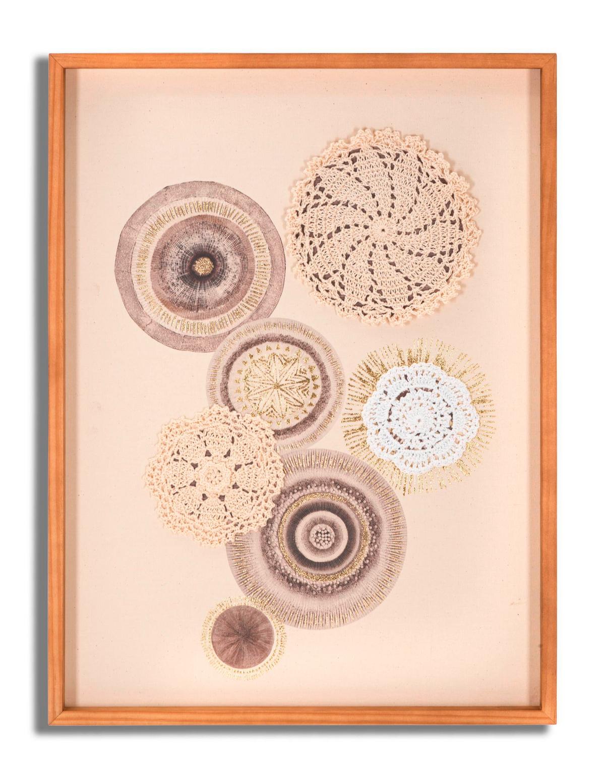Wanddeko Circly With Ap Beige, Braun B: 45 cm - Beige/Braun, Basics, Holzwerkstoff/Textil (45/60/3.2cm)