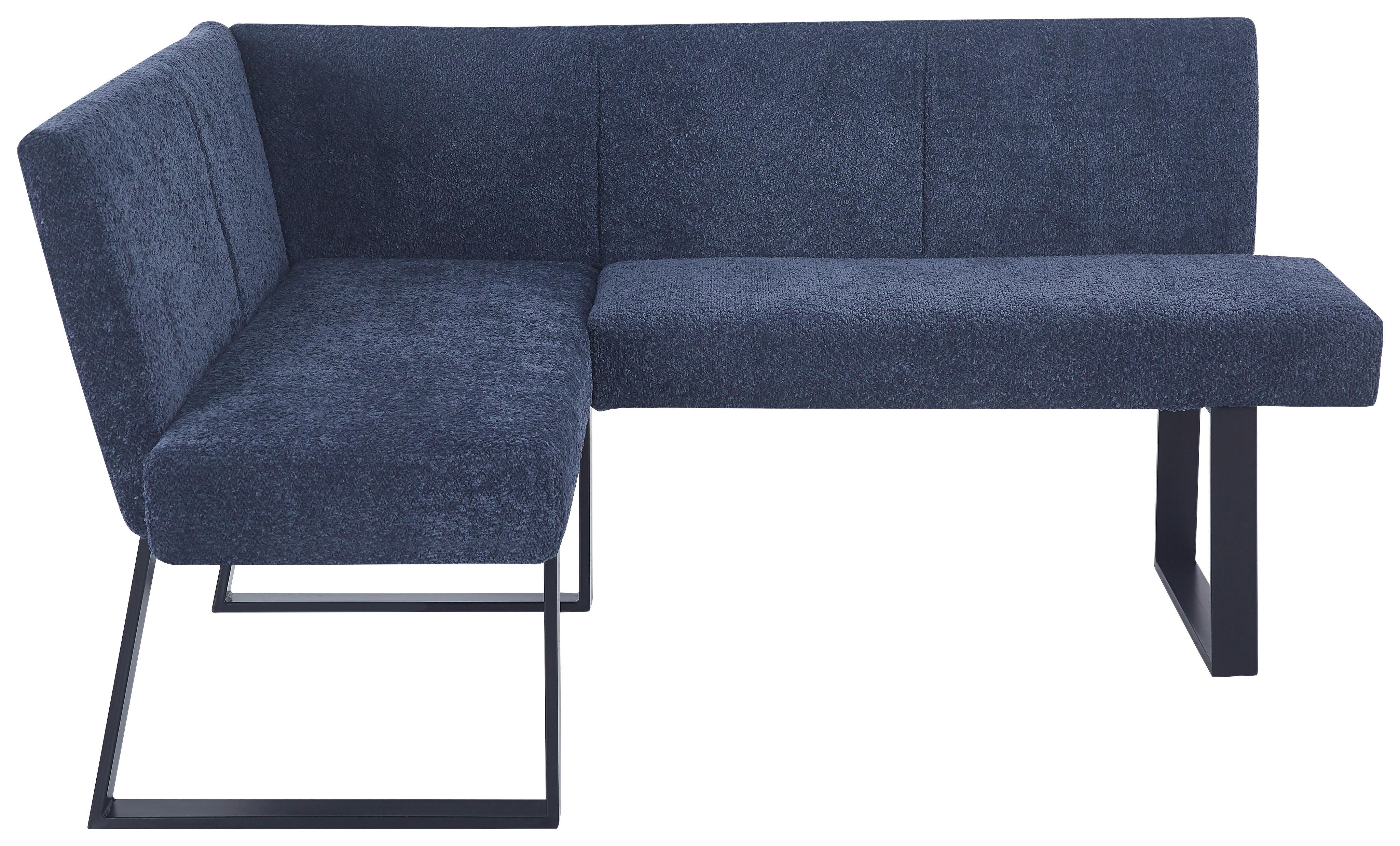 Eckbank Terri Dunkelblau, S: 130x160 cm - Schwarz/Dunkelblau, KONVENTIONELL, Textil/Metall (130/160cm) - MID.YOU