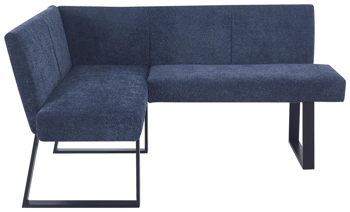 Eckbank Terri Dunkelblau, S: 130x160 cm - Schwarz/Dunkelblau, KONVENTIONELL, Textil/Metall (130/160cm) - MID.YOU