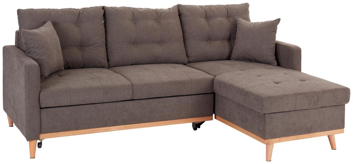 Rozkládací sedací souprava KRING šedá oboustranní montáž - šedá, Basics, textil (212/72/150cm) - MID.YOU