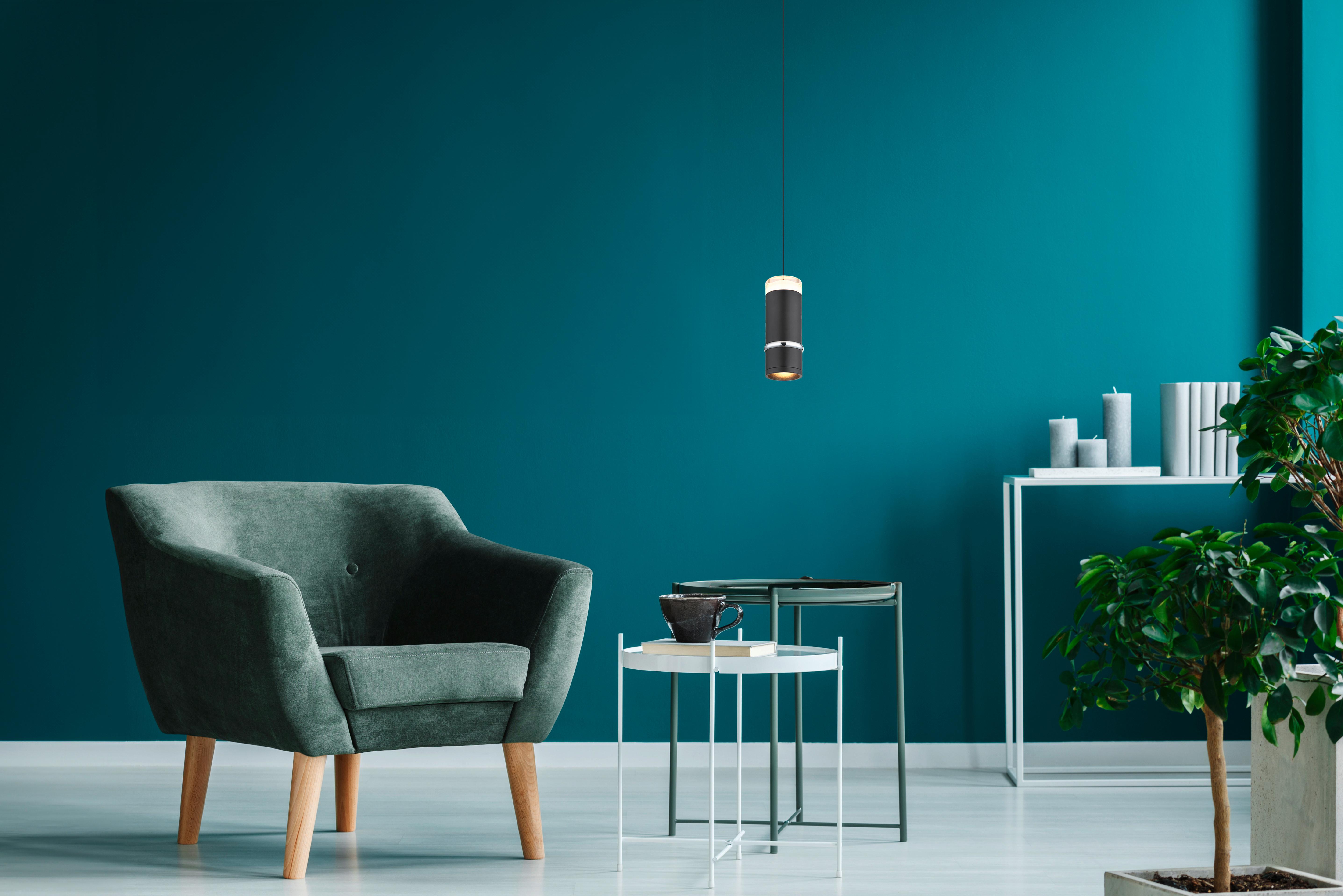 LED-Hängeleuchte Alvarado Schwarz D: 7,5 cm - Schwarz, Design, Kunststoff/Metall (7,5/180cm) - Globo