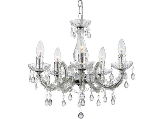 Kronleuchter Lexi H: 128 cm 5-Flammig - Klar/Chromfarben, KONVENTIONELL, Kunststoff/Metall (128cm) - Ombra Kronleuchter Lexi H: 128 cm 5-Flammig - Klar/Chromfarben, KONVENTIONELL, Kunststoff/Metall (128cm) - Ombra
