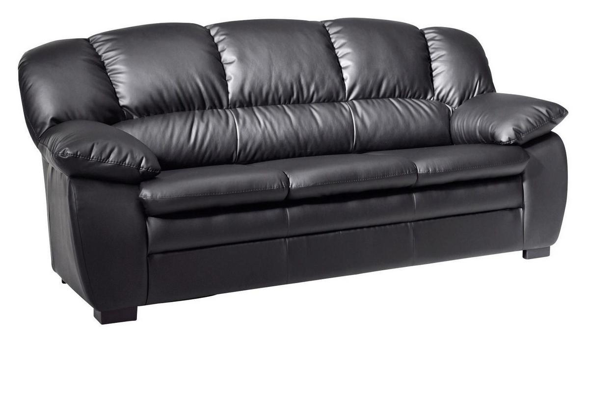3-Sitzer-Sofa Casino Schwarz Lederlook - Schwarz, KONVENTIONELL, Textil (177/88/92cm) - MID.YOU