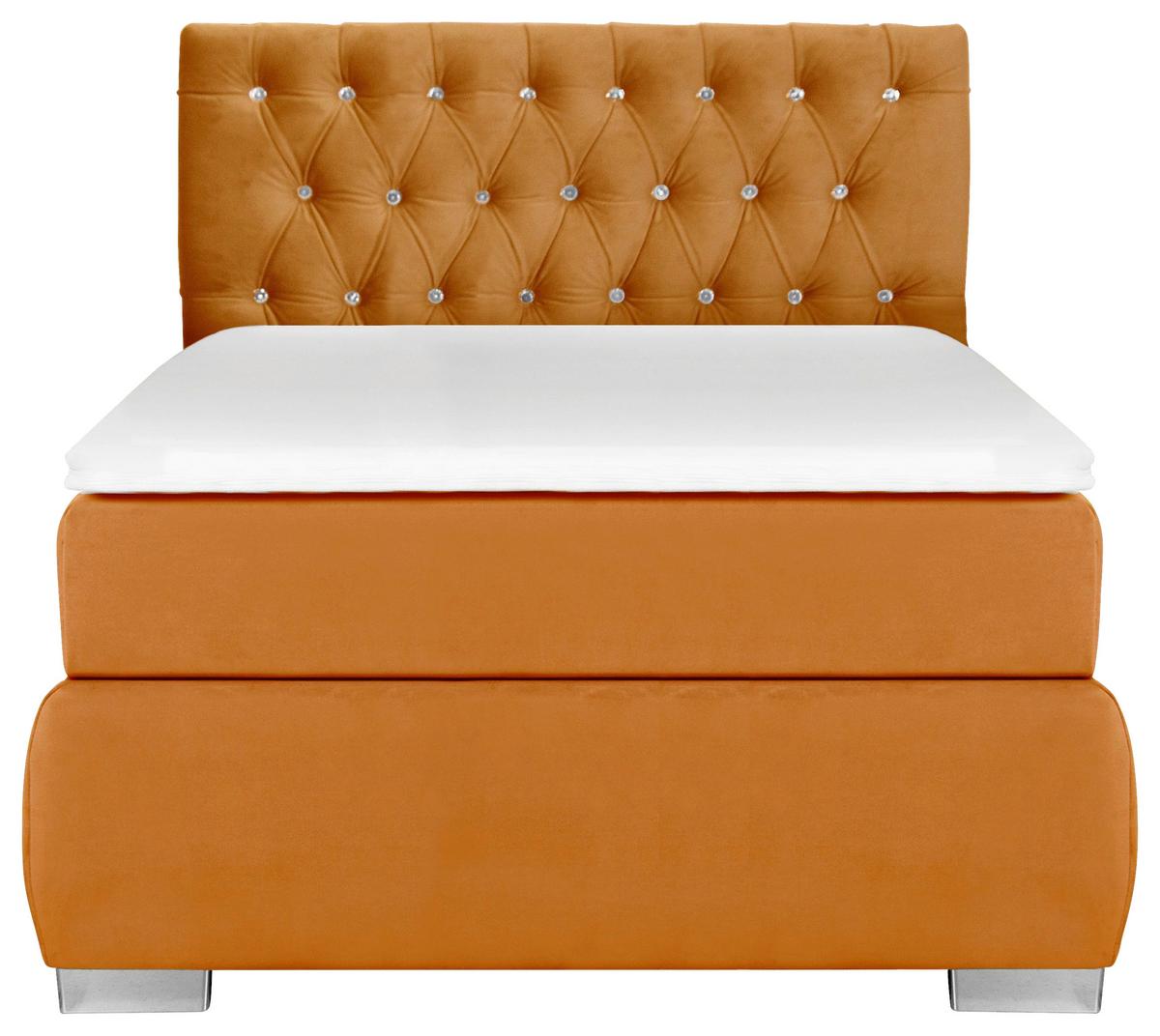 Boxspringbett Rumba inkl. Matratze 90x200 - Platinfarben/Gelb, Basics, Textil (90/200cm) - Livetastic