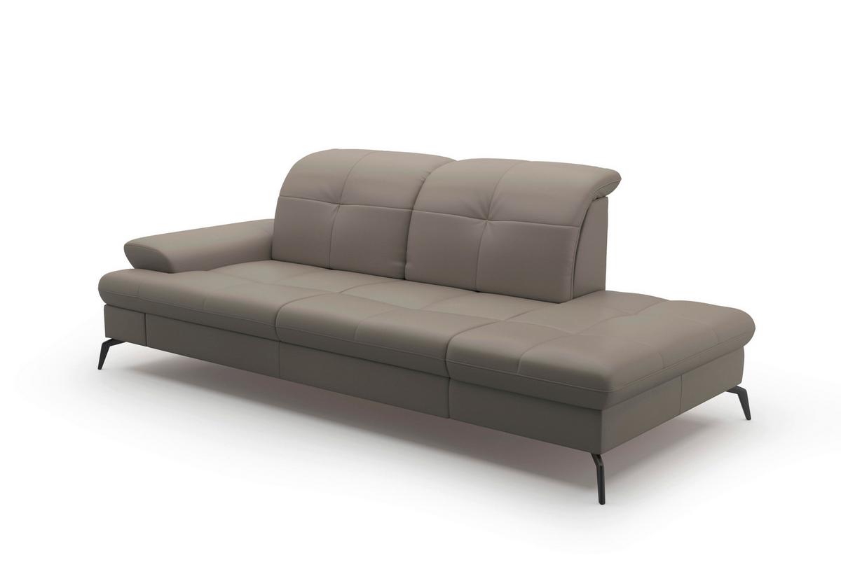 Récamiere Amica E, Grau B: 231 Cm - Schwarz/Grau, KONVENTIONELL, Leder/Textil (231/90/122cm) - Sit & More