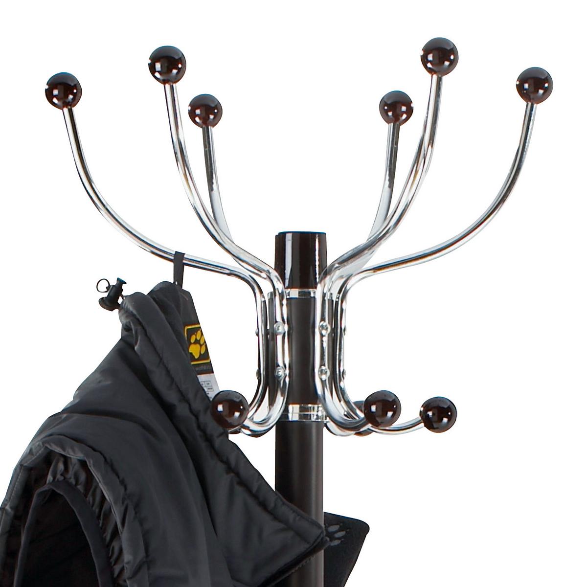 Kleiderständer Mecki Stahl Haken + Schirmhalter H: 176 cm - Schwarz, MODERN, Metall (38/176cm)