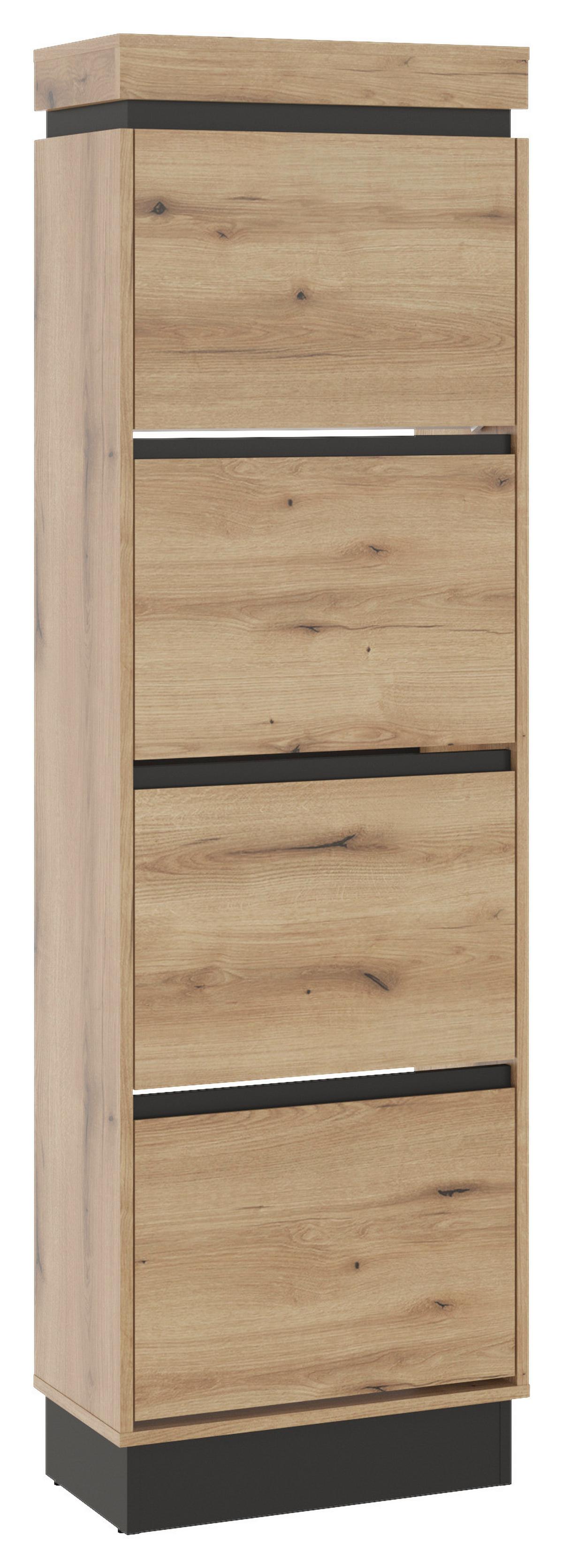 Schuhschrank Corte Grau/Eiche Dekor B: 53,8 cm - Trend, Holzwerkstoff (53,8/175,8/28,5cm)