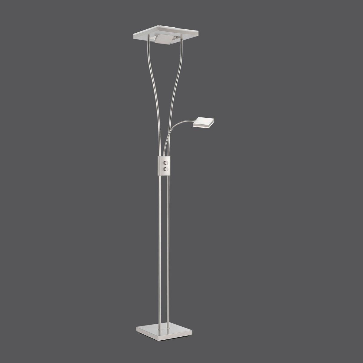 Stehlampe Helia Dimmbar Nickelfarben 3-Fach Schaltbar - Nickelfarben, Design, Metall (57/57/197,5cm)