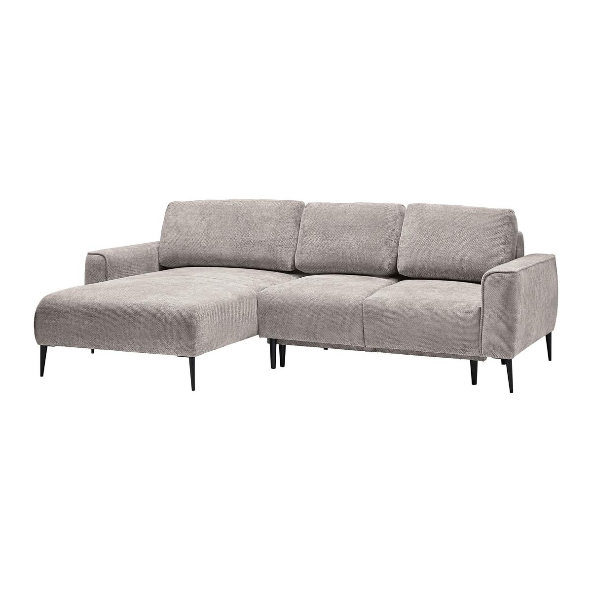 Rohová sedačka CUSTOM, ľavá, svetlosivá ženilka - čierna/svetlosivá, Modern, kov/textil (164/85/255cm) - Mömax