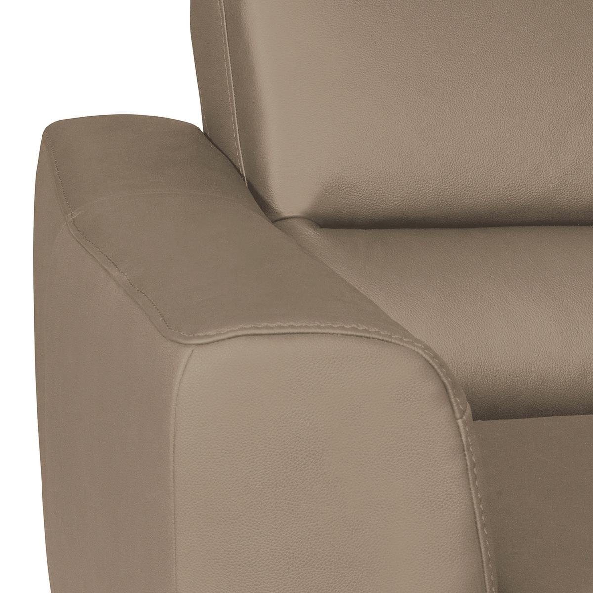 Ecksofa Santos Sahara S: 241 cm - Chromfarben/Sahara, Design, Leder/Textil (241/168cm) - Livetastic