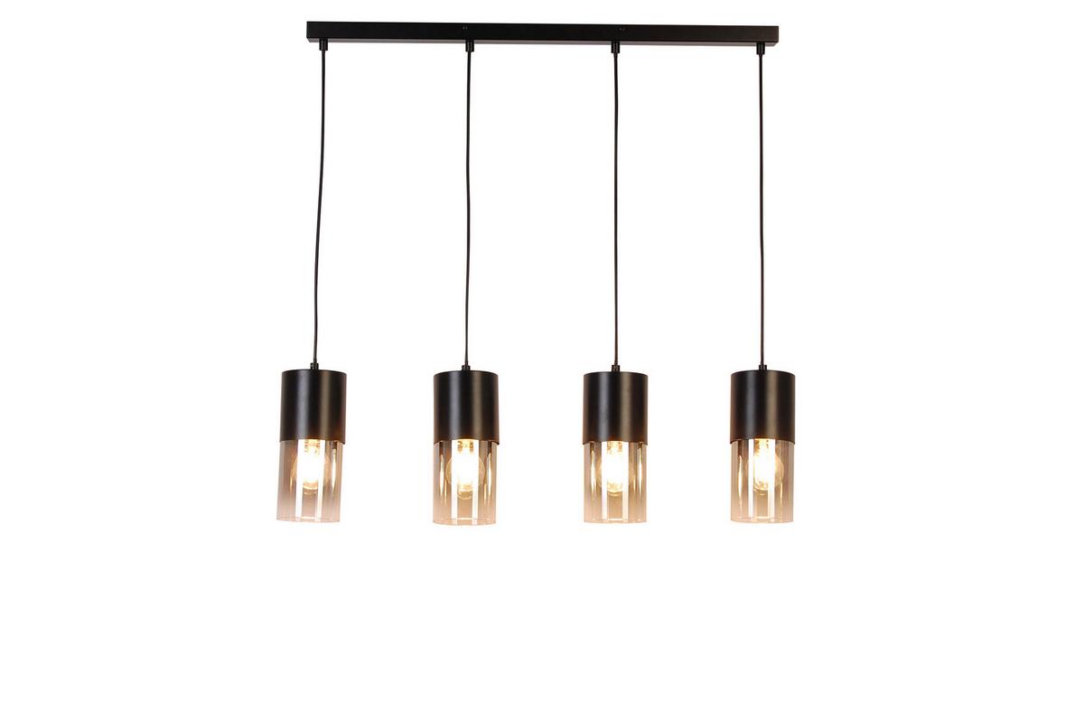 Hängeleuchte Monaco - Graubraun, Trend, Glas/Metall (80,5/10/150cm) - Novel