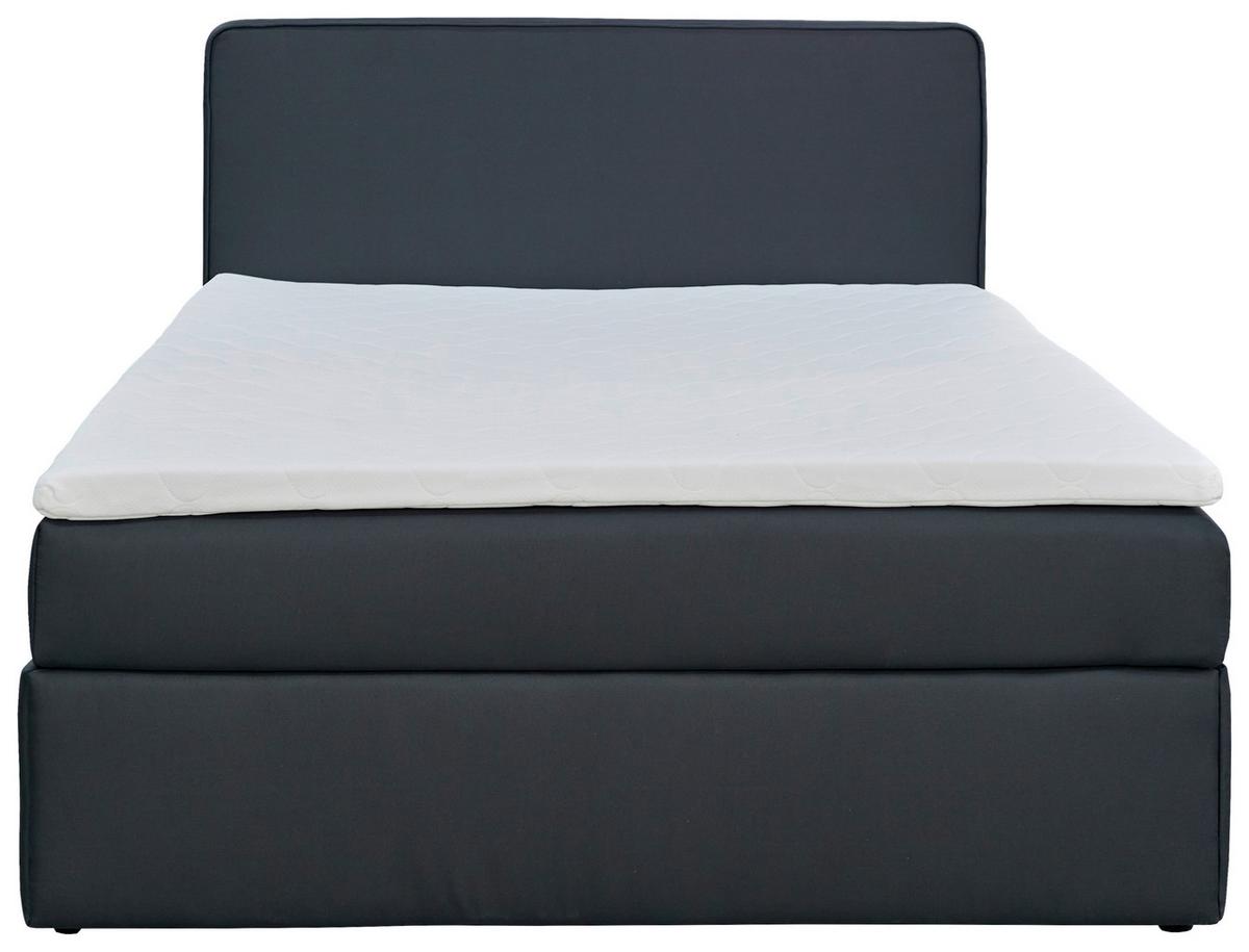 Boxspringbett mit Topper 140x200 Jubi - Dunkelgrau/Anthrazit, KONVENTIONELL, Textil (140/200cm)