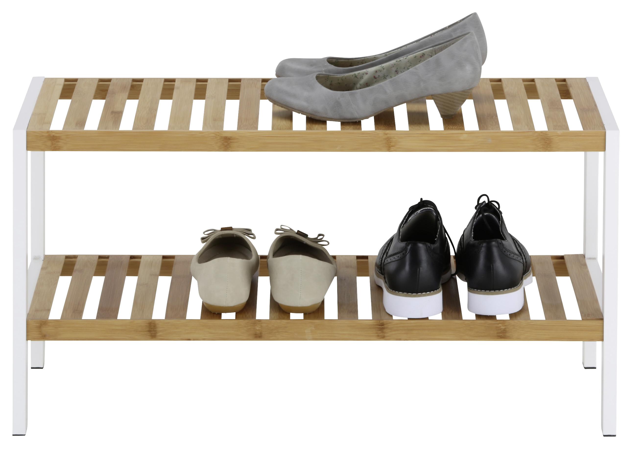 Regál Na Boty Anna 2 - bílá/přírodní barvy, Moderní, dřevo/kompozitní dřevo (70/36/30cm) - Modern Living