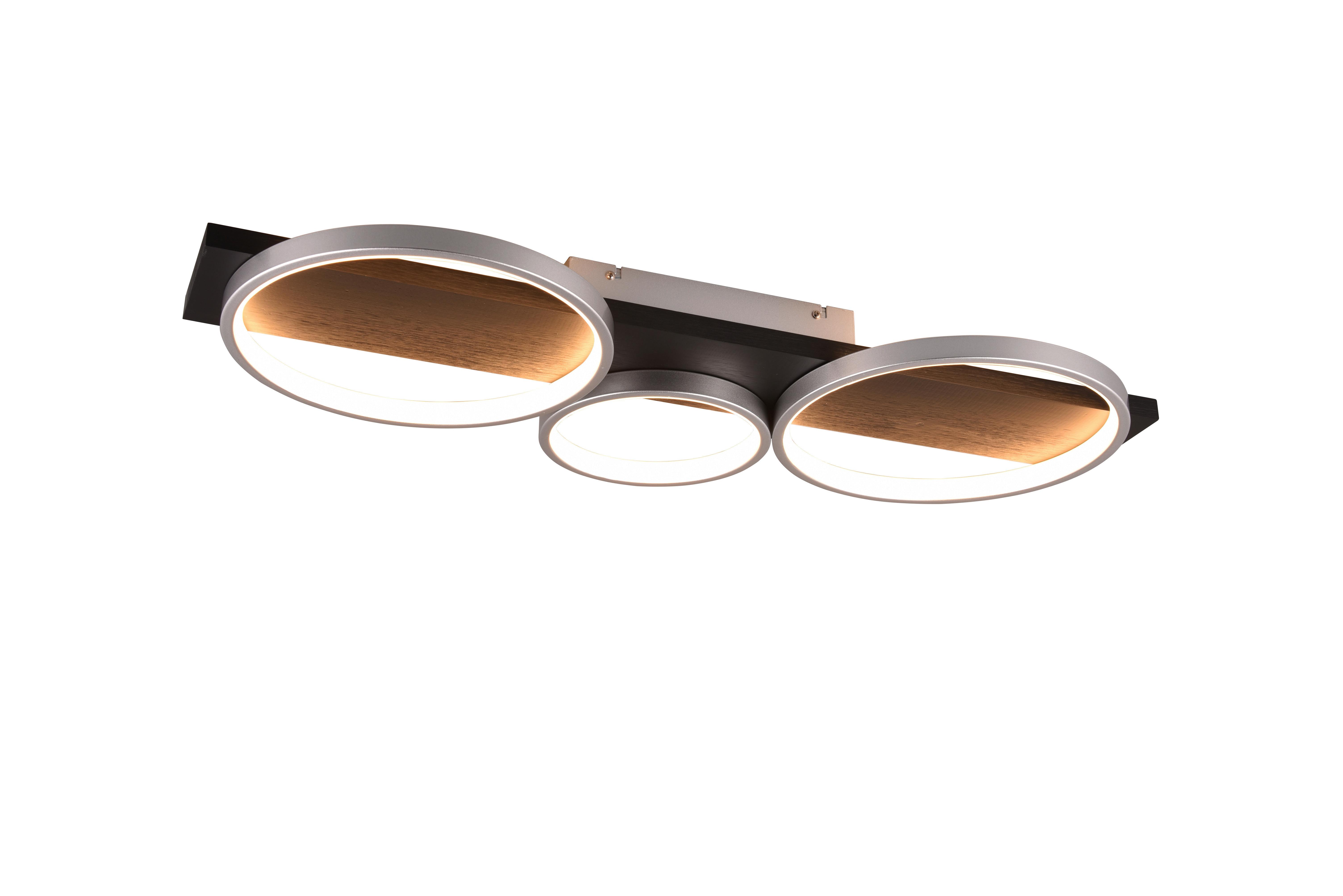 Led-deckenleuchte, Switchdim 643810387 Medera - Titanfarben/Schwarz, Basics, Holz/Metall (80,0/8,0/34,5cm) - Trio Leuchten