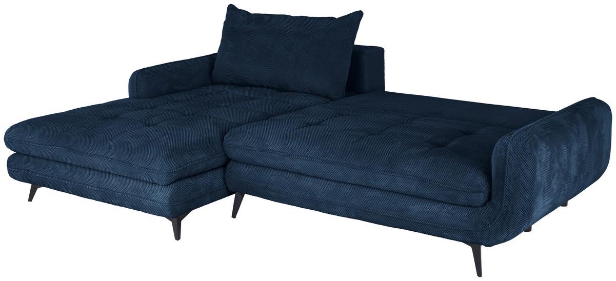 Rohová sedačka WAVE, levá, tmavě modrá - černá/tmavě modrá, Moderní, kov/textil (189/266cm)