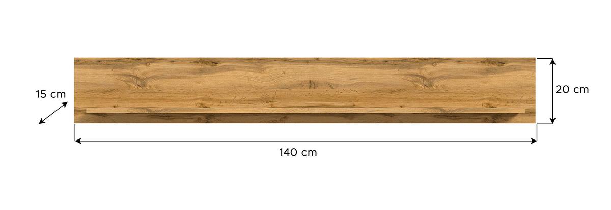 Wandboard Jam Eiche Dekor B: 140 Cm - Eiche Wotan, Design, Holzwerkstoff (140/20/15cm) - MID.YOU