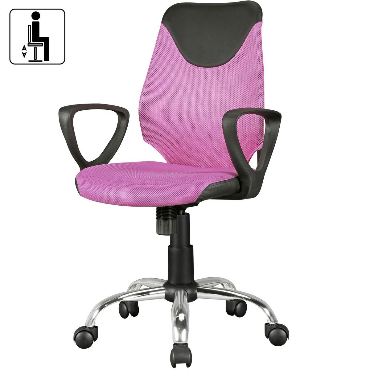 Jugenddrehstuhl Kika Mit Armstützen Pink Bis 60 Kg - Chromfarben/Pink, MODERN, Kunststoff/Metall (60/105/60cm) - MID.YOU