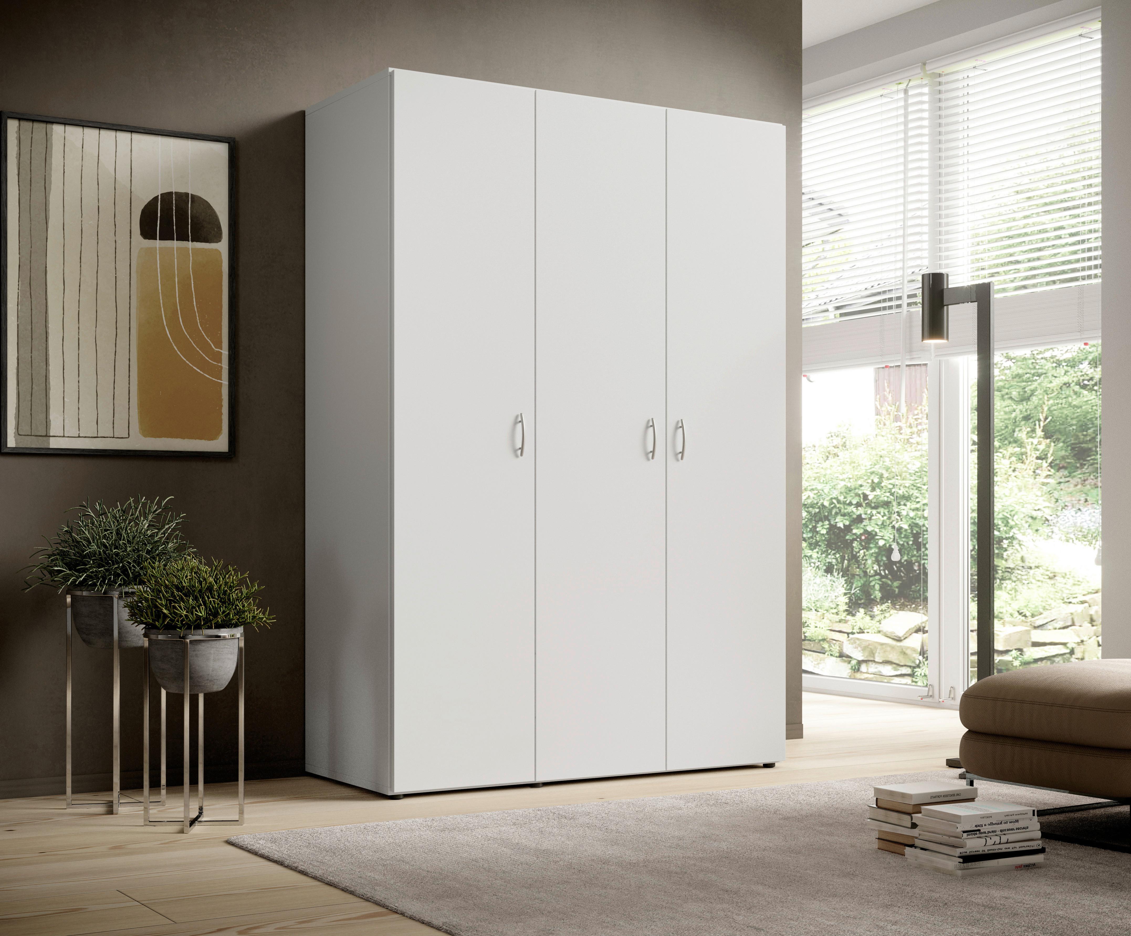 Kleiderschrank B: 121 cm Joe Weiß - Weiß, Basics, Holzwerkstoff (121/177/51cm)