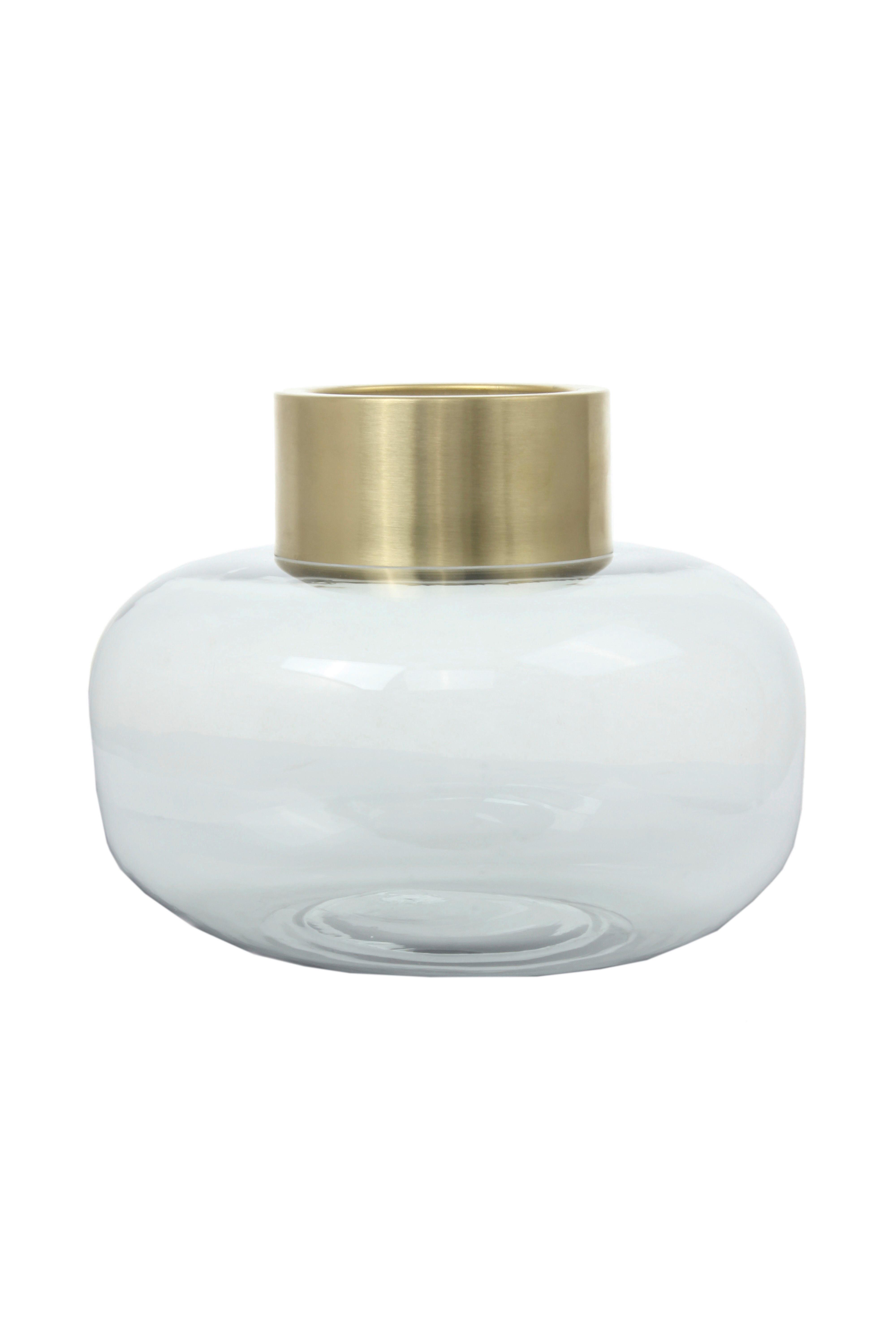 Vase Saigon Bauchig Glas Grau/goldfarben H: 19 Cm